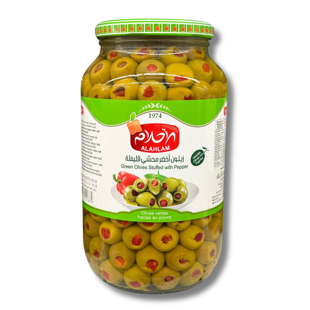 Alahlam Green Olives Stuffed With Pepper 1300G