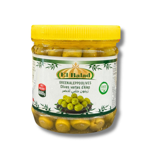 Elbalad Green Aleppo Olives 600G