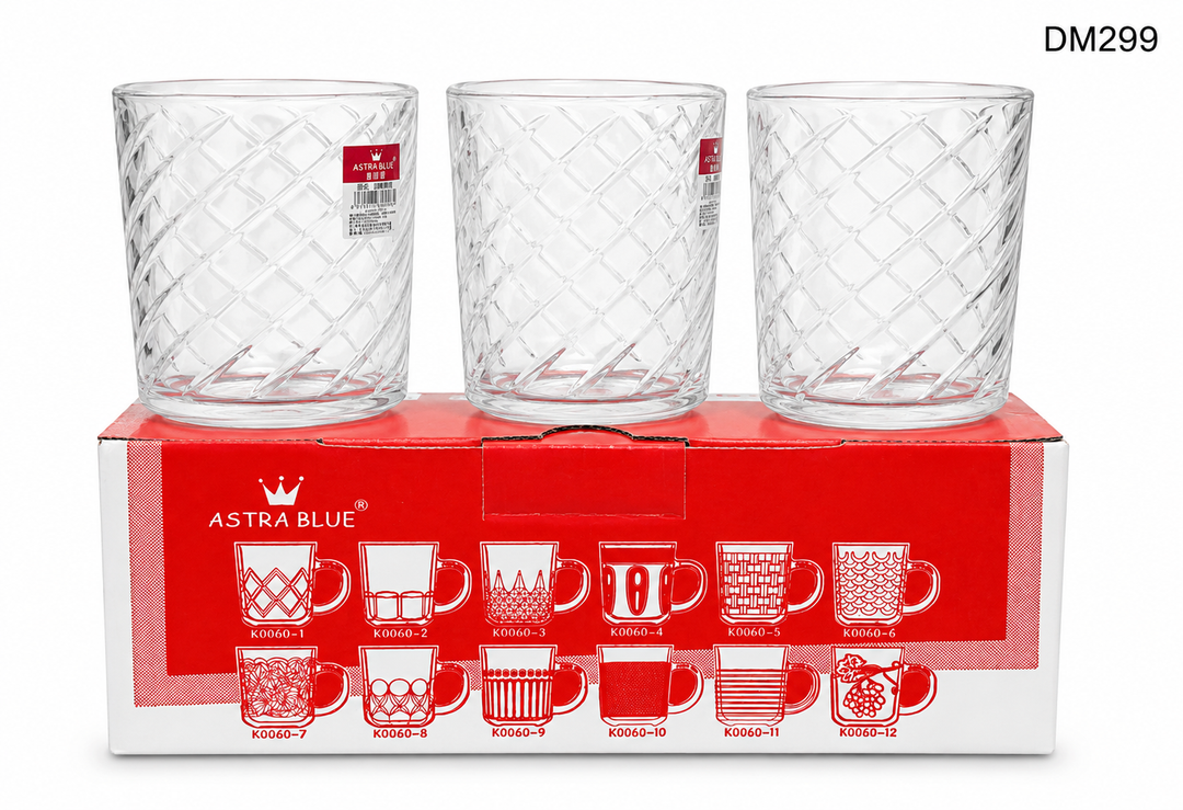 Astra Blue Glass Cups 6pcs